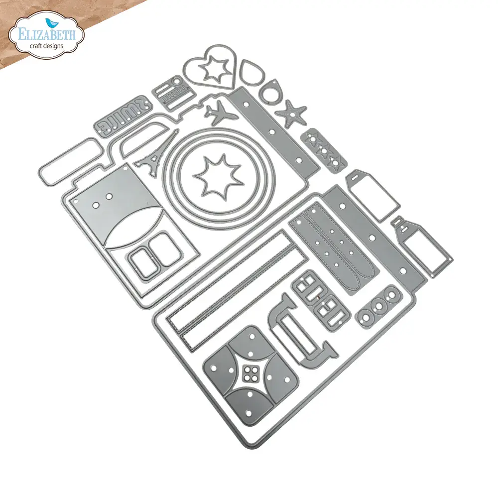 ELIZABETH CRAFT DESIGNS ELIZABETH CRAFT DESIGNS CUTE & WHIMSICAL DESTINATION FUN CAMERA AND SUITCASE BUILD A BOOK DIE SET