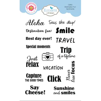 ELIZABETH CRAFT DESIGNS ELIZABETH CRAFT DESIGNS CUTE & WHIMSICAL DESTINATION FUN SENTIMENTS CLEAR STAMP SET