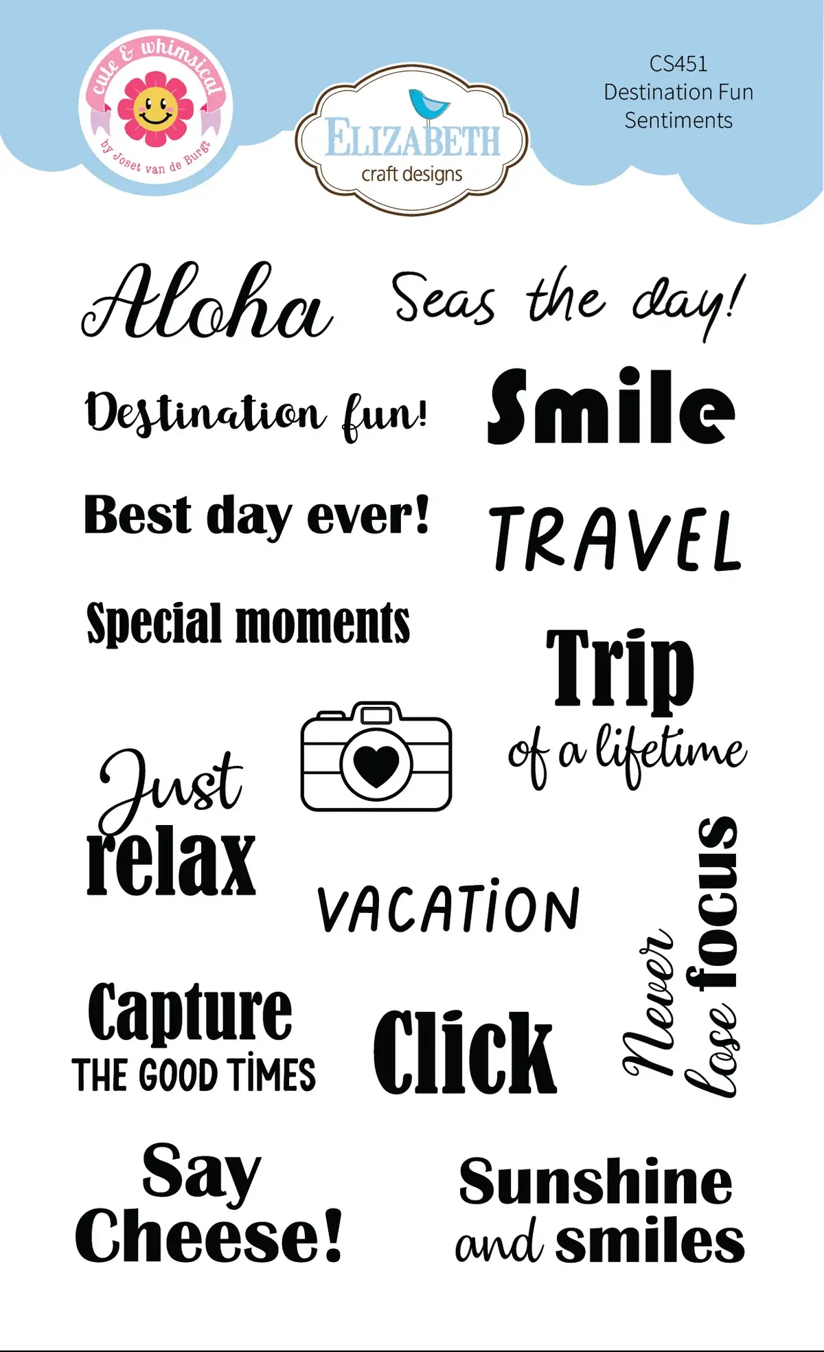 ELIZABETH CRAFT DESIGNS ELIZABETH CRAFT DESIGNS CUTE & WHIMSICAL DESTINATION FUN SENTIMENTS CLEAR STAMP SET