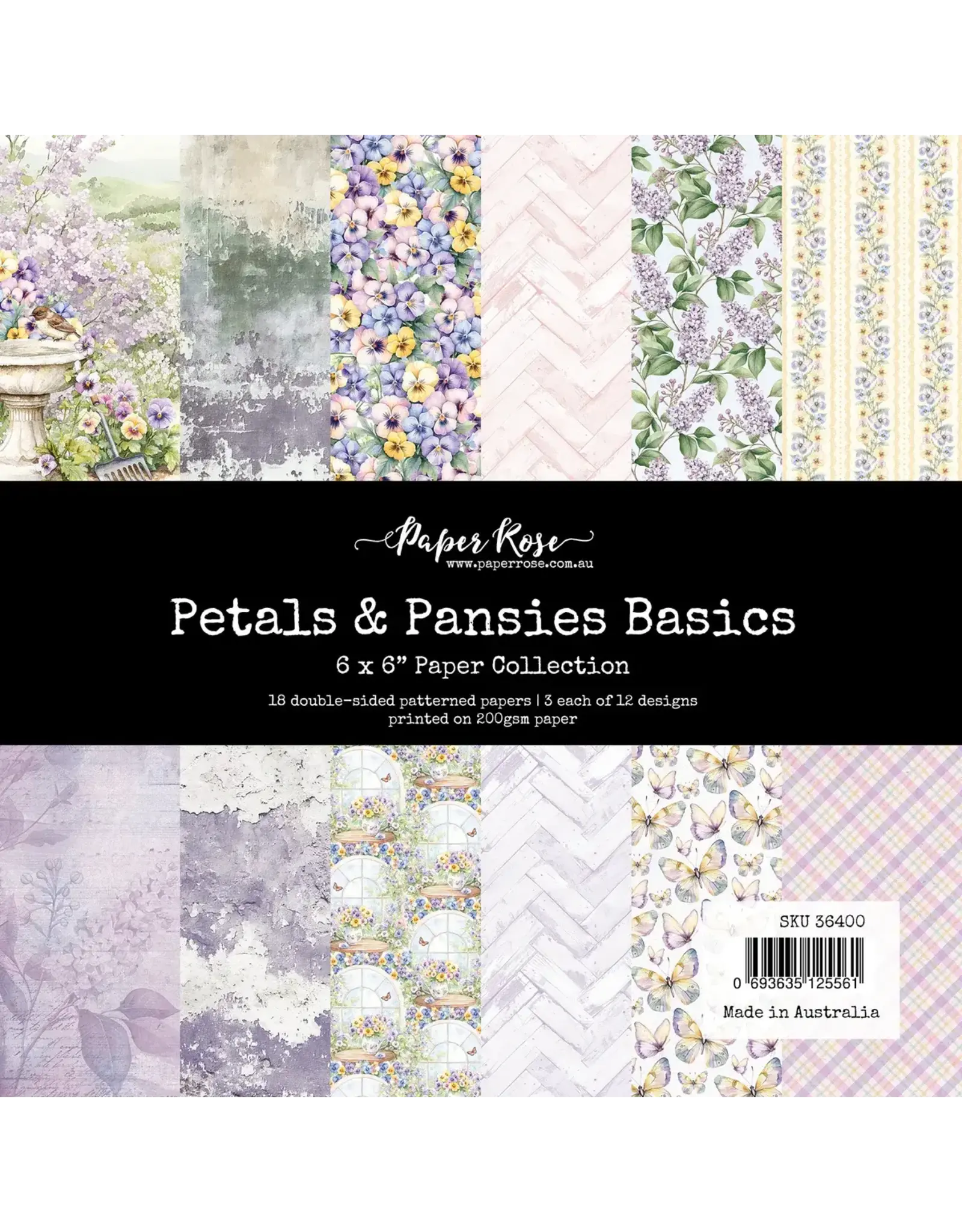 PAPER ROSE PAPER ROSE PETALS & PANSIES BASICS 6x6 PAPER COLLECTION