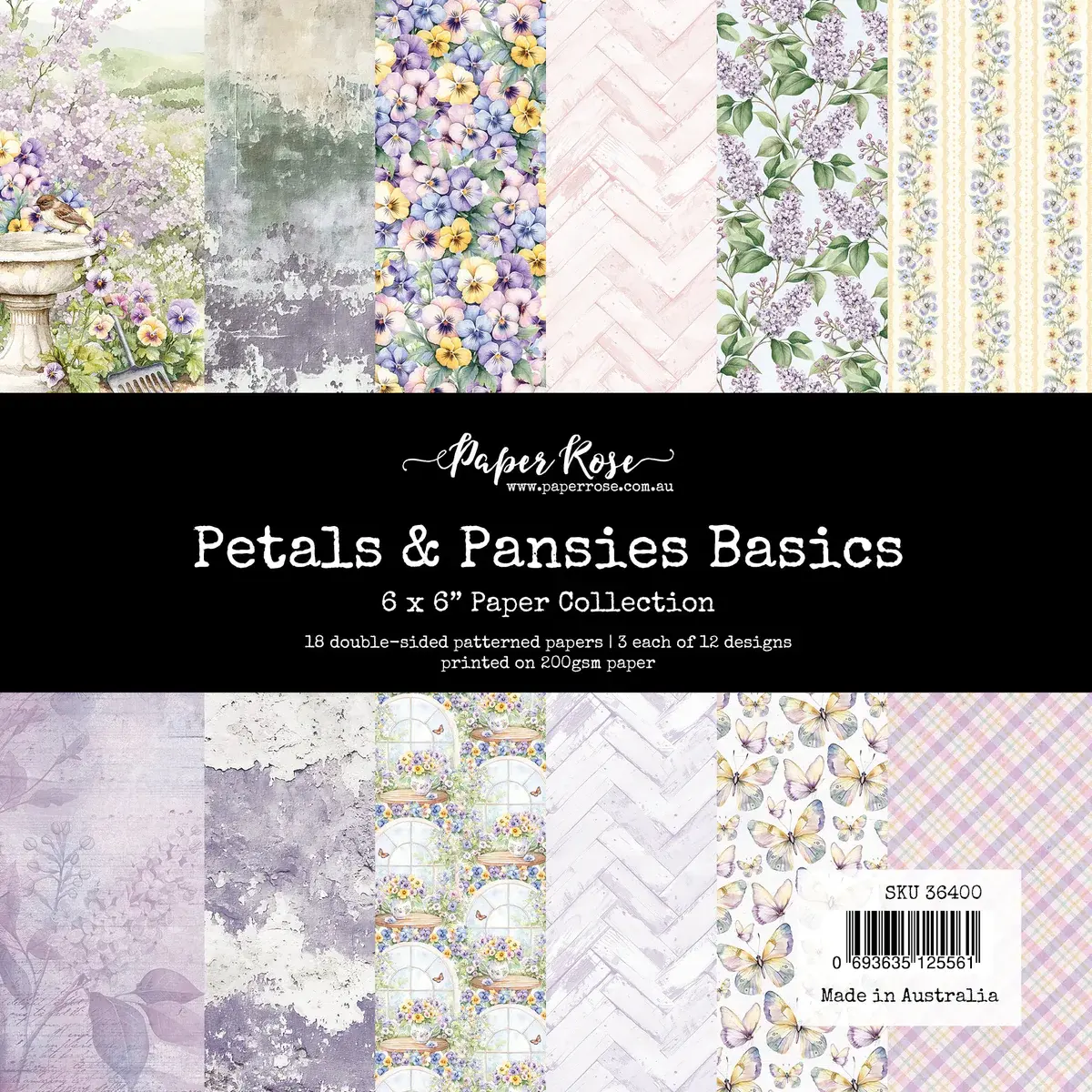 PAPER ROSE PAPER ROSE PETALS & PANSIES BASICS 6x6 PAPER COLLECTION