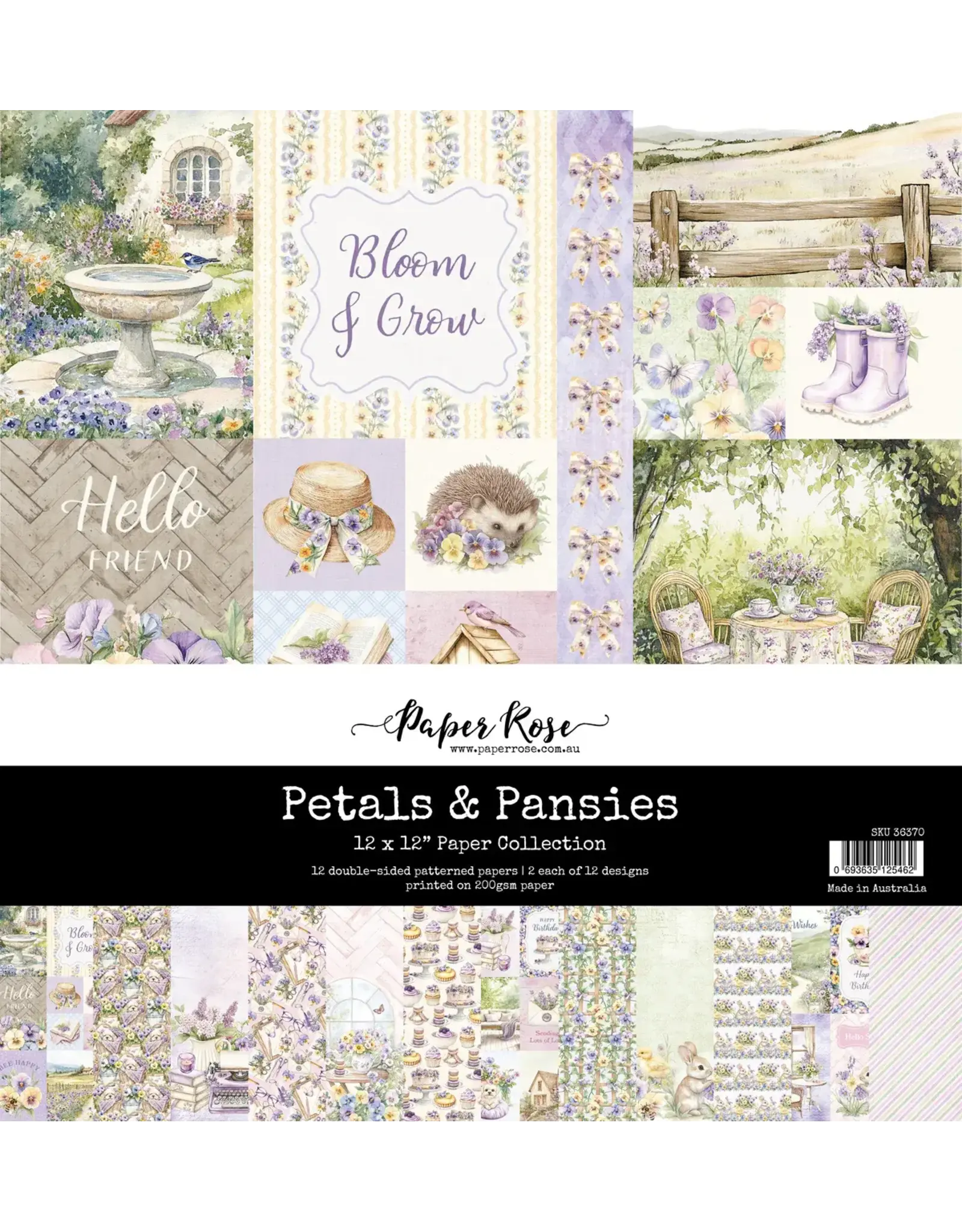 PAPER ROSE PAPER ROSE PETALS & PANSIES 12x12 PAPER COLLECTION