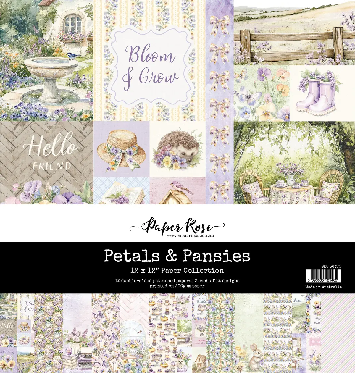 PAPER ROSE PAPER ROSE PETALS & PANSIES 12x12 PAPER COLLECTION