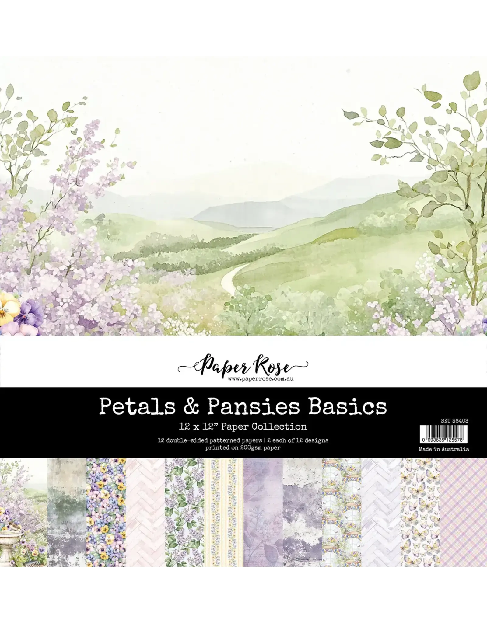 PAPER ROSE PAPER ROSE PETALS & PANSIES 12x12 BASICS PAPER COLLECTION