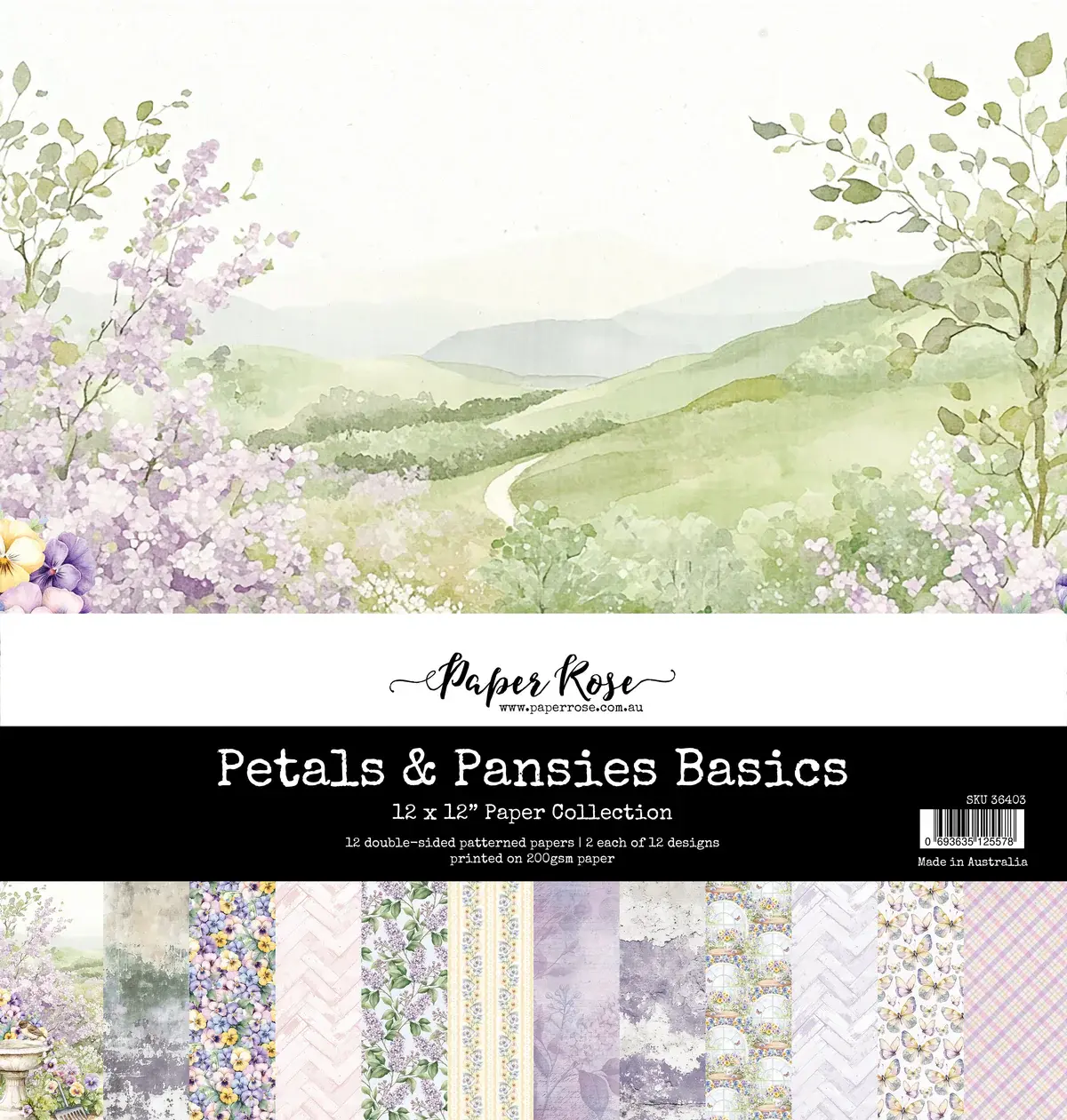 PAPER ROSE PAPER ROSE PETALS & PANSIES 12x12 BASICS PAPER COLLECTION