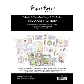 PAPER ROSE PAPER ROSE PETALS & PANSIES TAGS & TICKETS EMBOSSED DIE CUTS