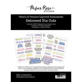 PAPER ROSE PAPER ROSE PETALS & PANSIES LAYERED SENTIMENTS EMBOSSED DIE CUTS