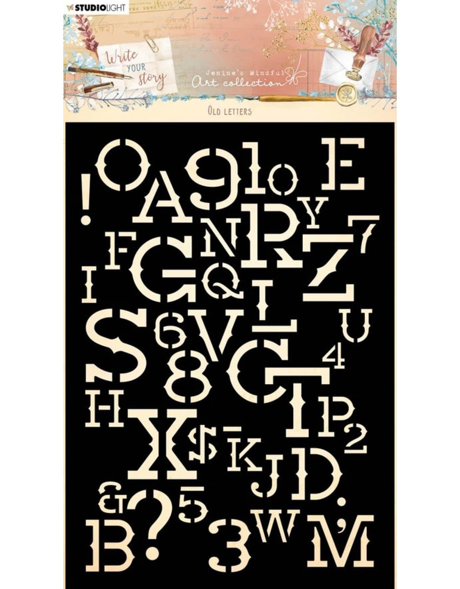 STUDIOLIGHT STUDIOLIGHT JENINE'S MINDFUL ART WRITE YOUR STORY OLD LETTERS STENCIL