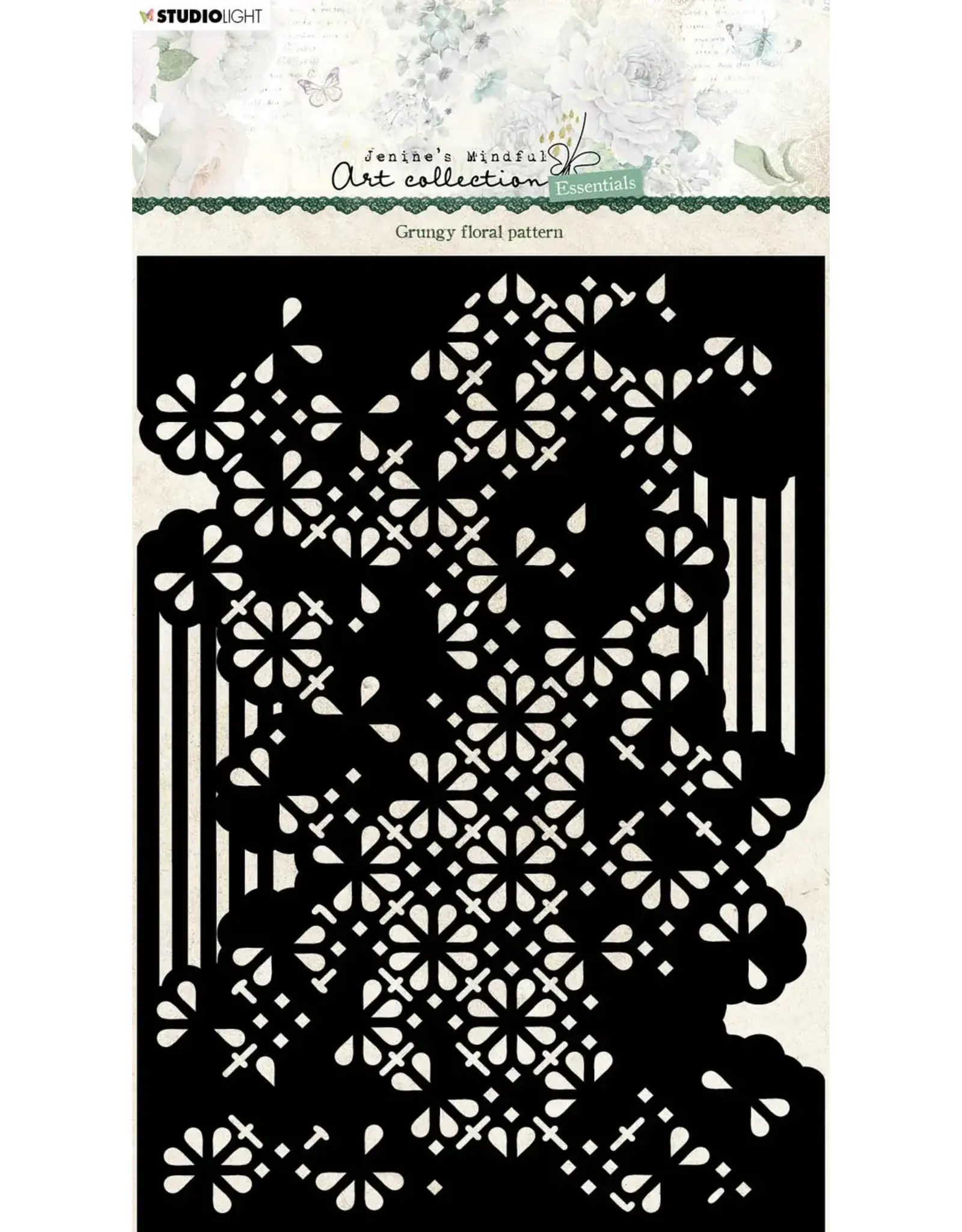 STUDIOLIGHT STUDIOLIGHT JENINE'S MINDFUL ART COLLECTION ESSENTIALS GRUNGY FLORAL PATTERN STENCIL