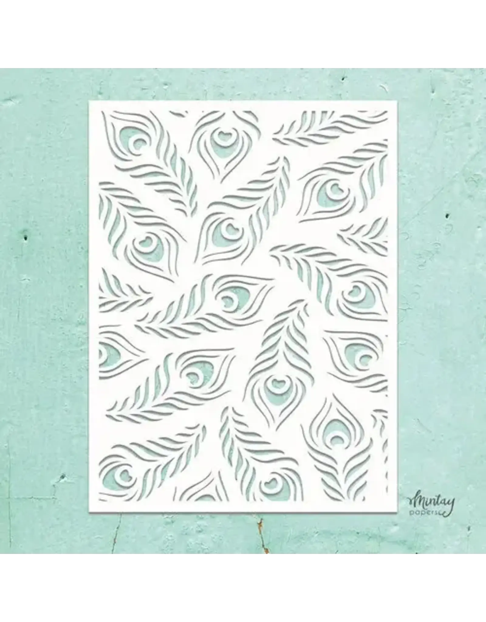 MINTAY MINTAY KREATIVA PEACOCK FEATHERS 6x8 STENCIL