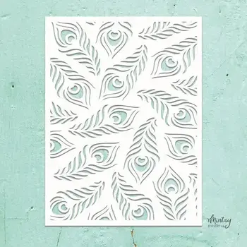 MINTAY MINTAY KREATIVA PEACOCK FEATHERS 6x8 STENCIL