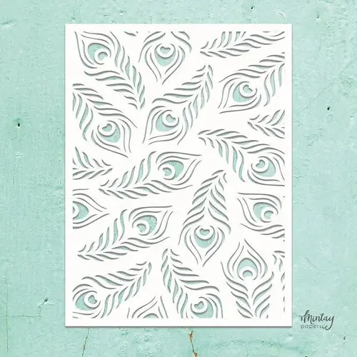 MINTAY MINTAY KREATIVA PEACOCK FEATHERS 6x8 STENCIL