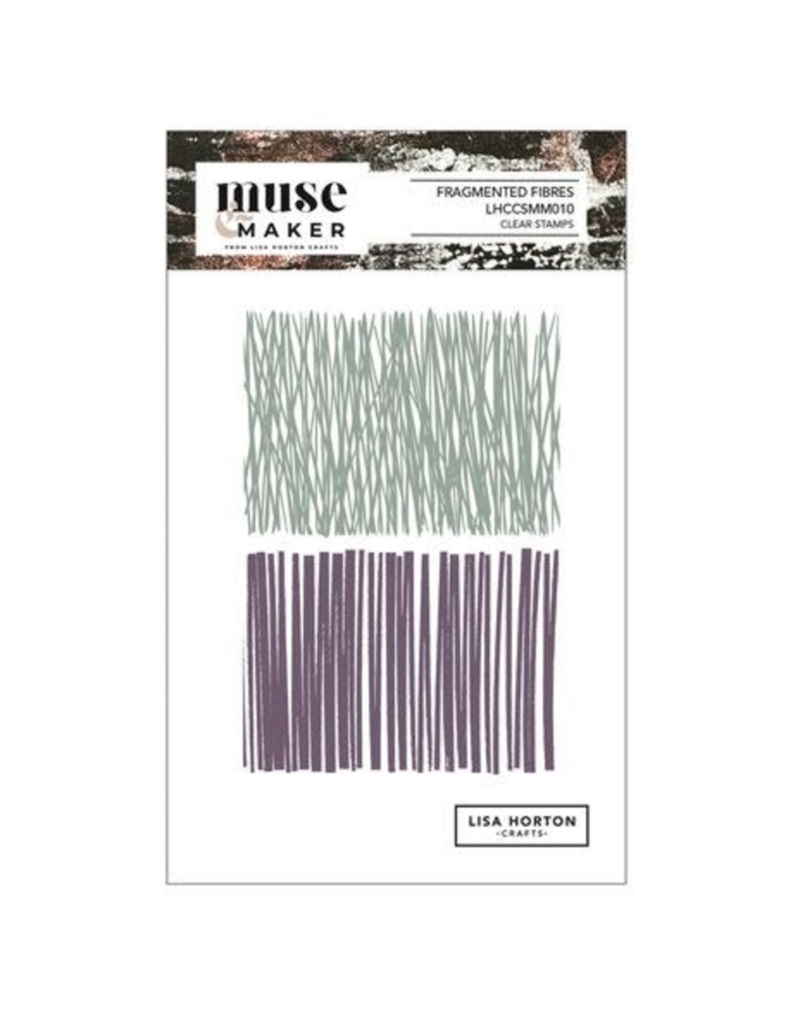 LISA HORTON CRAFTS LISA HORTON CRAFTS MUSE & MAKER FRAGMENTED FIBRES A6 CLEAR STAMP SET