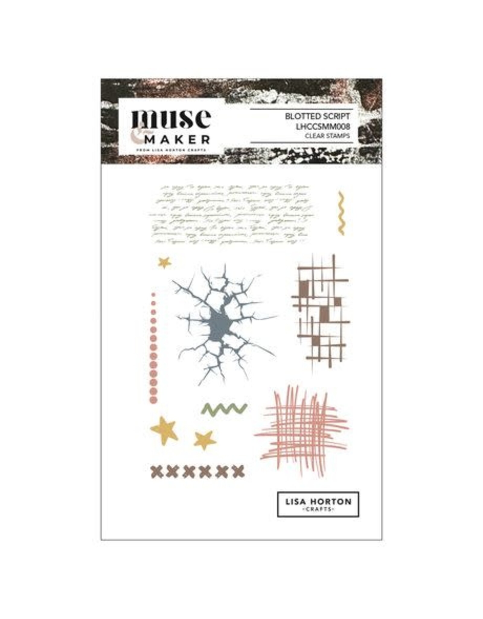 LISA HORTON CRAFTS LISA HORTON CRAFTS MUSE & MAKER BLOTTED SCRIPT A6 CLEAR STAMP SET