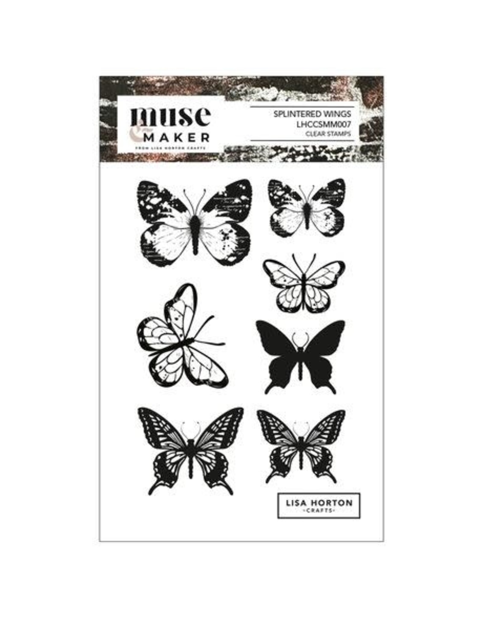 LISA HORTON CRAFTS LISA HORTON CRAFTS MUSE & MAKER SPLINTERED WINGS A6 CLEAR STAMP SET