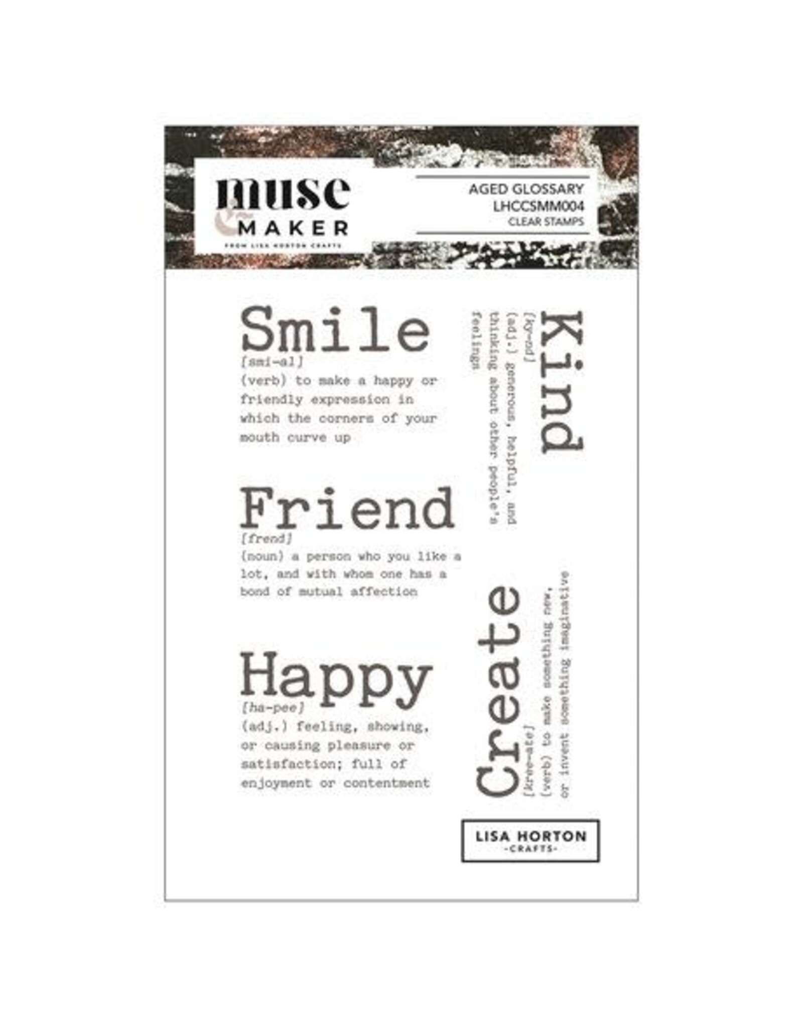 LISA HORTON CRAFTS LISA HORTON CRAFTS MUSE & MAKER AGED GLOSSARY A6 CLEAR STAMP SET
