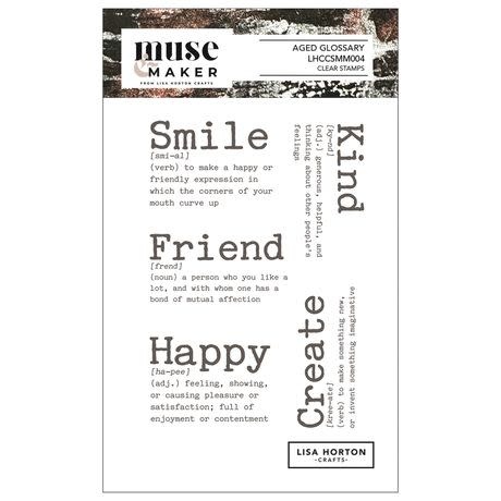 LISA HORTON CRAFTS LISA HORTON CRAFTS MUSE & MAKER AGED GLOSSARY A6 CLEAR STAMP SET