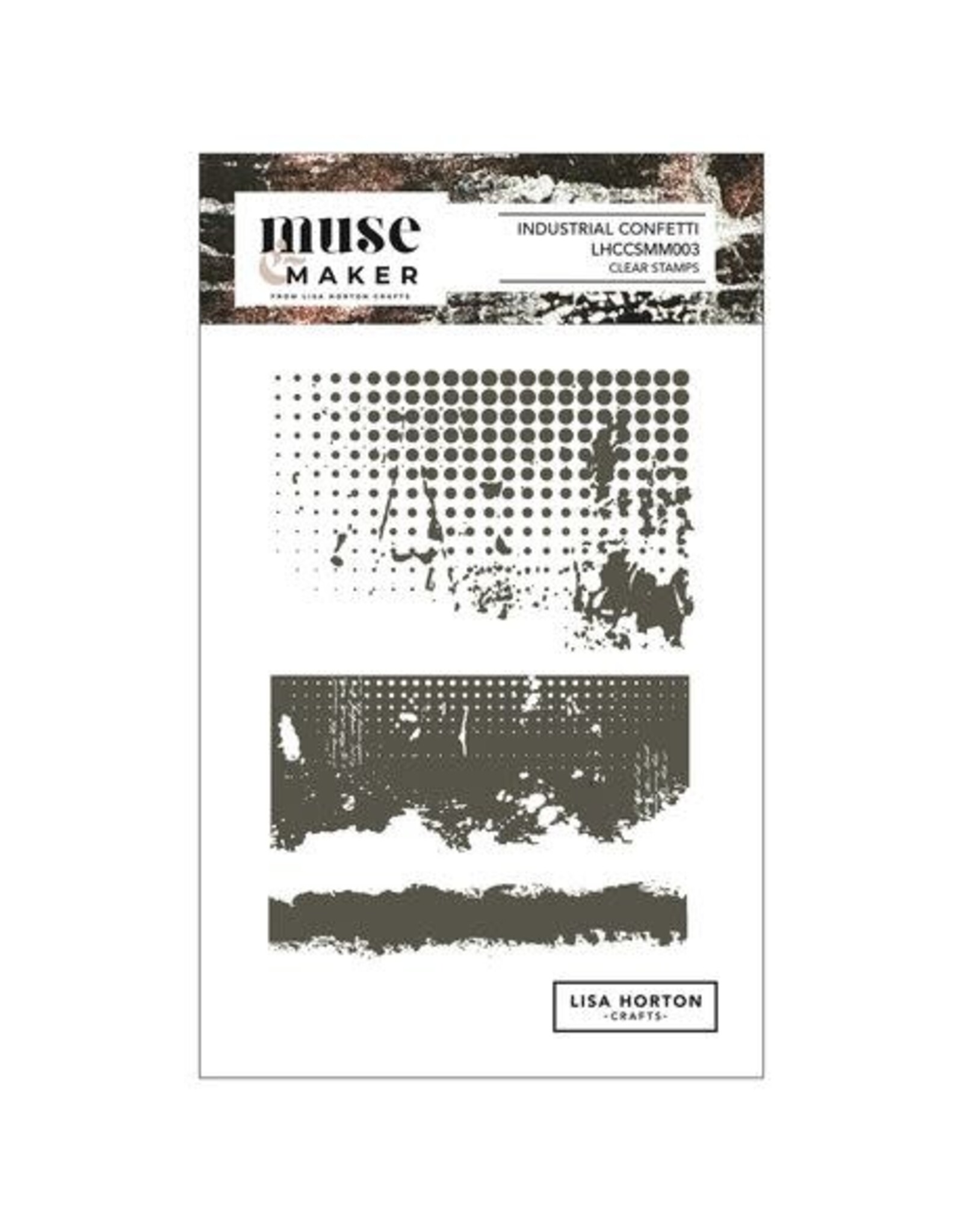 LISA HORTON CRAFTS LISA HORTON CRAFTS MUSE & MAKER INDUSTRIAL CONFETTI A6 CLEAR STAMP SET