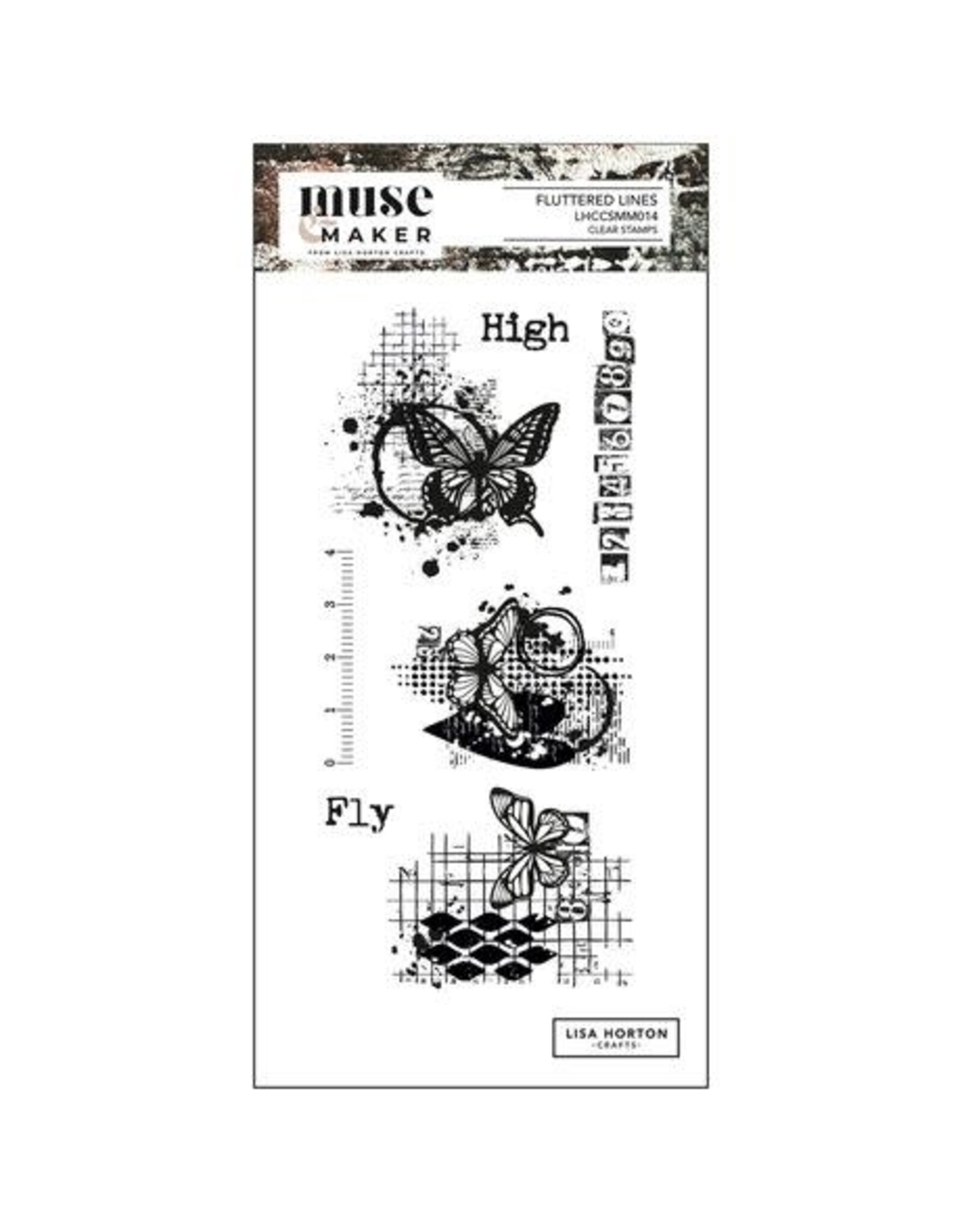LISA HORTON CRAFTS LISA HORTON CRAFTS MUSE & MAKER FLUTTERED LINES DL CLEAR STAMP SET