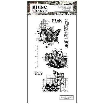 LISA HORTON CRAFTS LISA HORTON CRAFTS MUSE & MAKER FLUTTERED LINES DL CLEAR STAMP SET