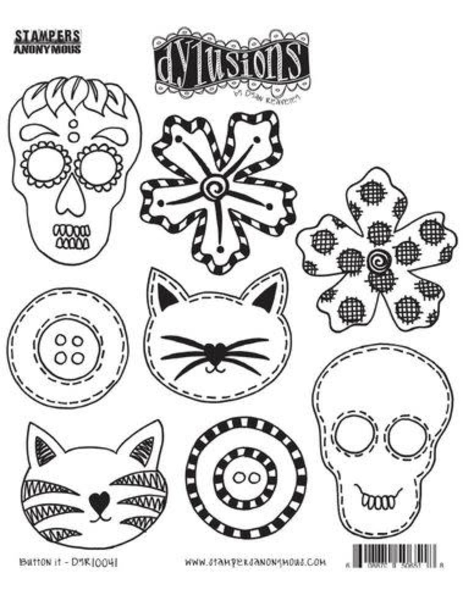 RANGER DYAN REAVELEY DYLUSIONS BUTTON IT CLING STAMP SET