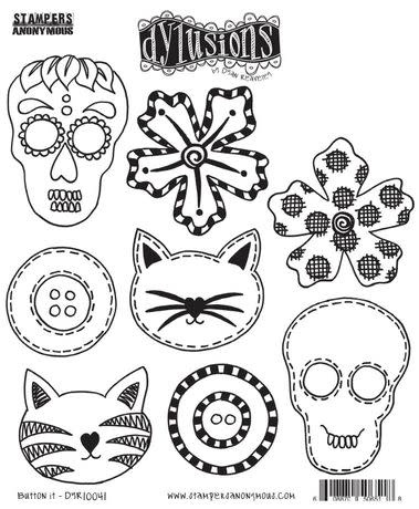 RANGER DYAN REAVELEY DYLUSIONS BUTTON IT CLING STAMP SET