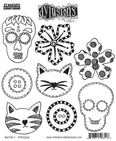 RANGER DYAN REAVELEY DYLUSIONS BUTTON IT CLING STAMP SET