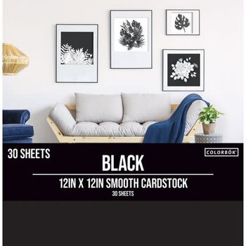 COLORBOK BLACK SMOOTH 12x12 CARDSTOCK 30 SHEETS