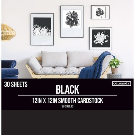 COLORBOK BLACK SMOOTH 12x12 CARDSTOCK 30 SHEETS