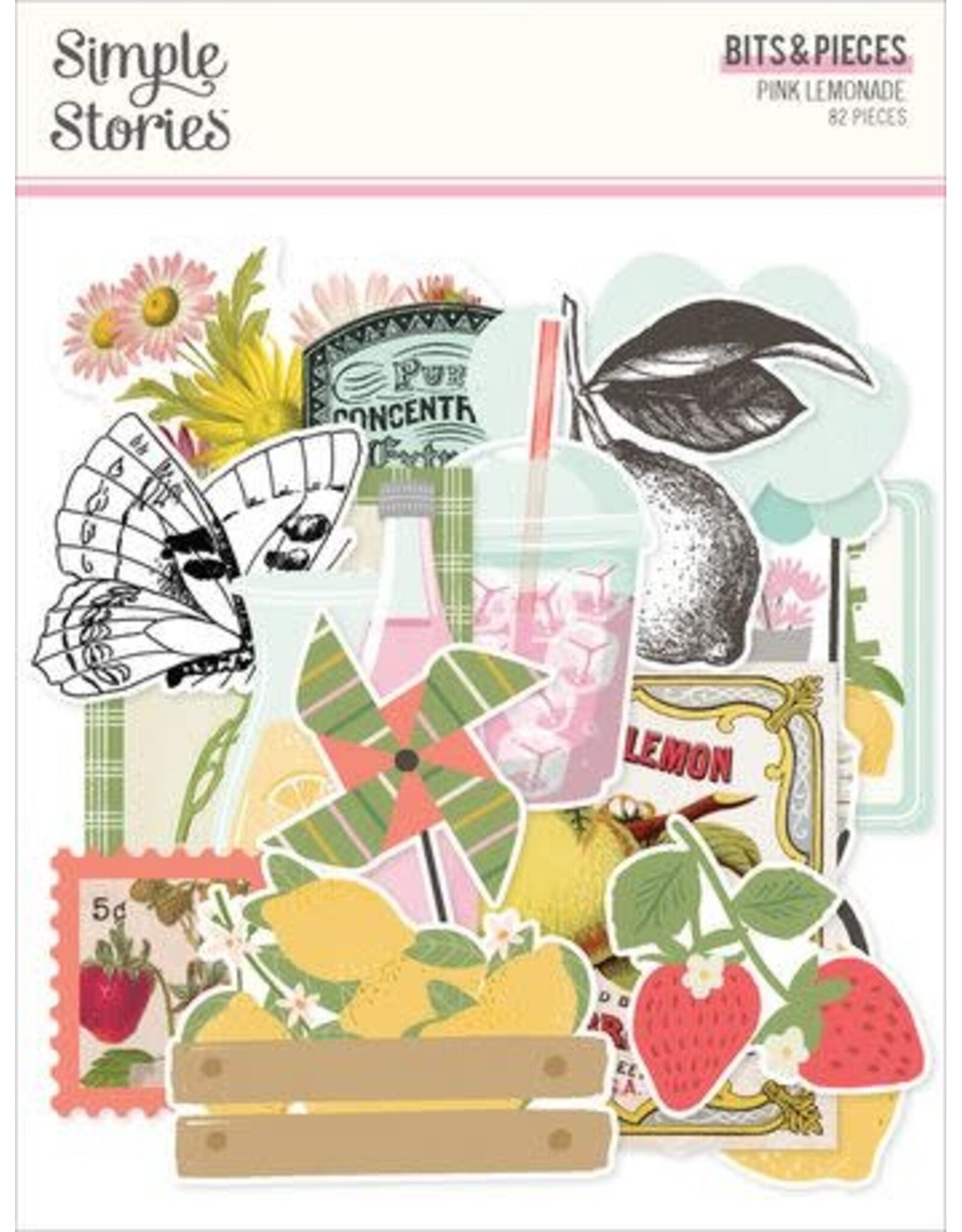SIMPLE STORIES SIMPLE STORIES PINK LEMONADE BITS & PIECES 82/PK