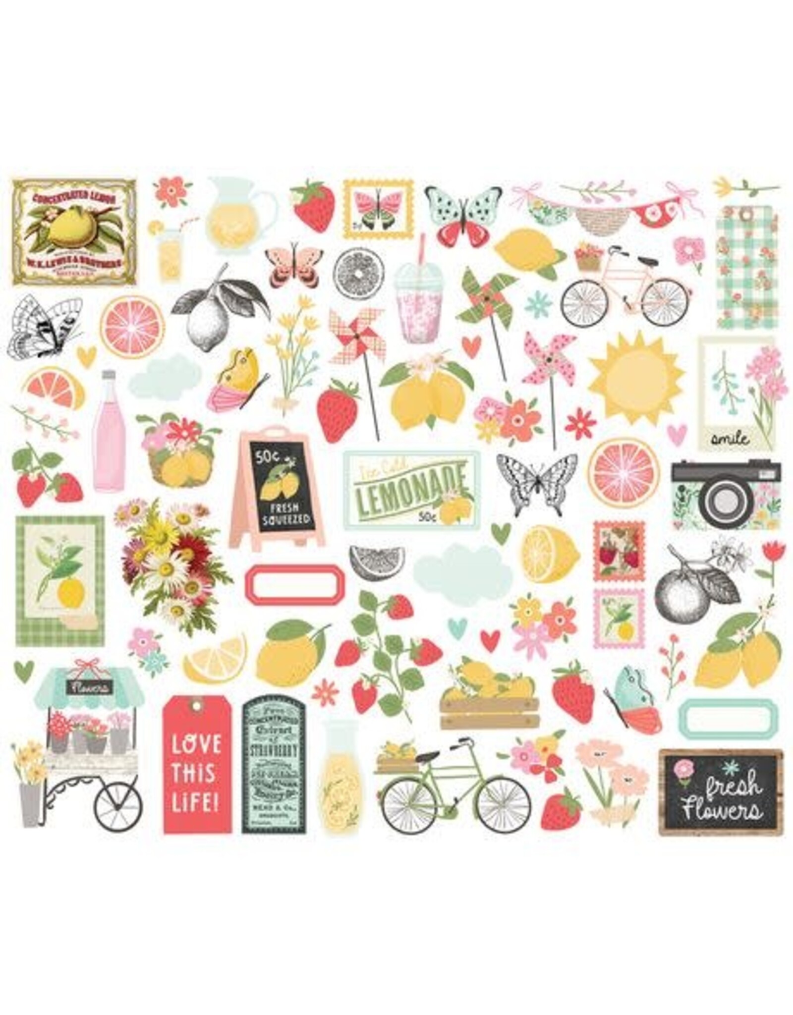 SIMPLE STORIES SIMPLE STORIES PINK LEMONADE BITS & PIECES 82/PK