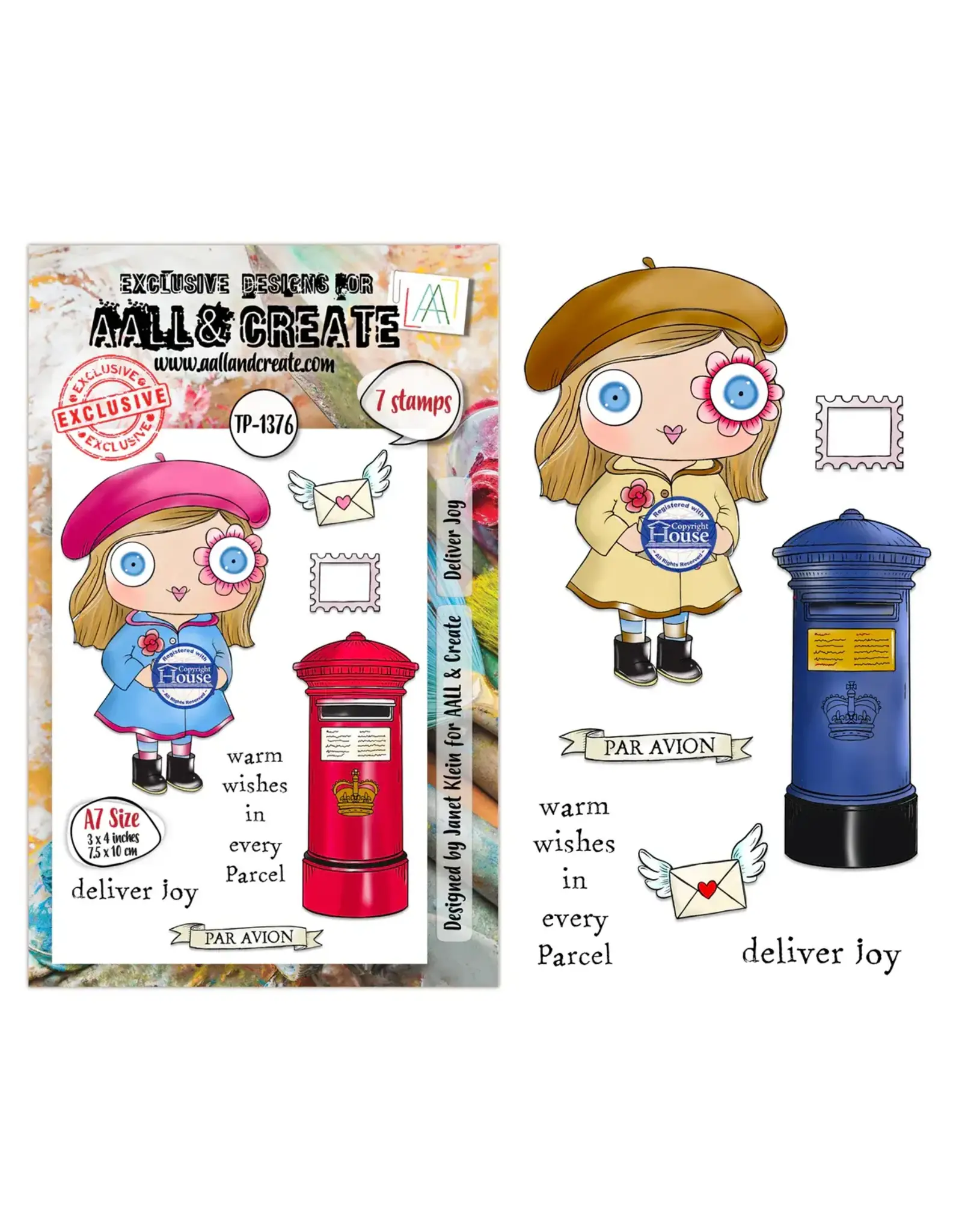 AALL & CREATE AALL & CREATE JANET KLEIN #1376 DELIVER JOY A7 CLEAR STAMP SET
