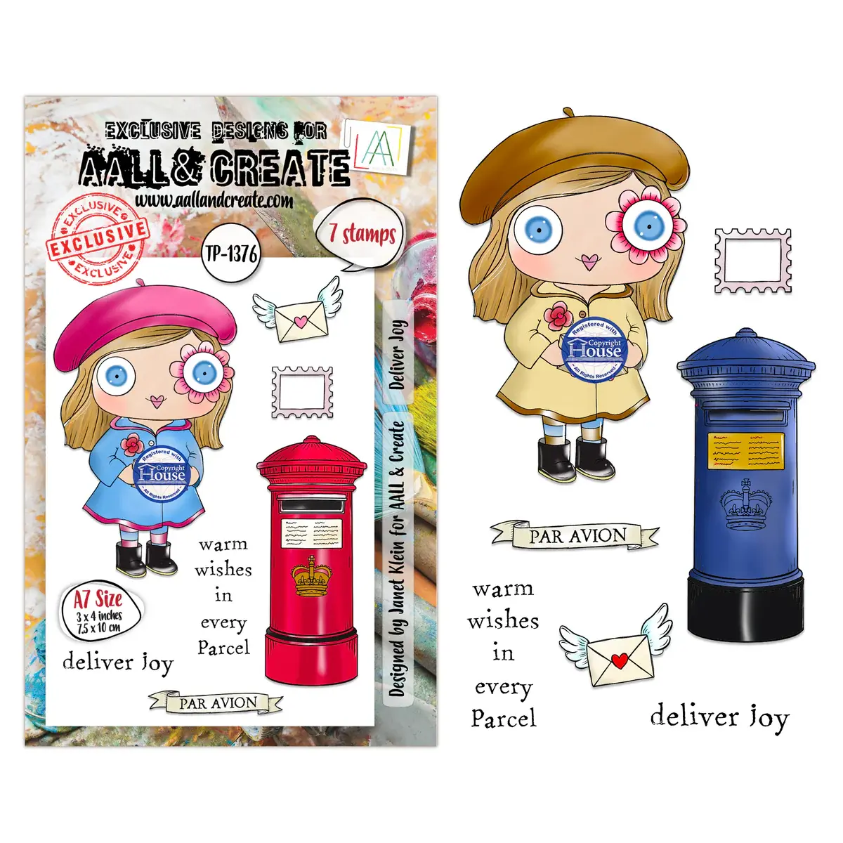 AALL & CREATE AALL & CREATE JANET KLEIN #1376 DELIVER JOY A7 CLEAR STAMP SET