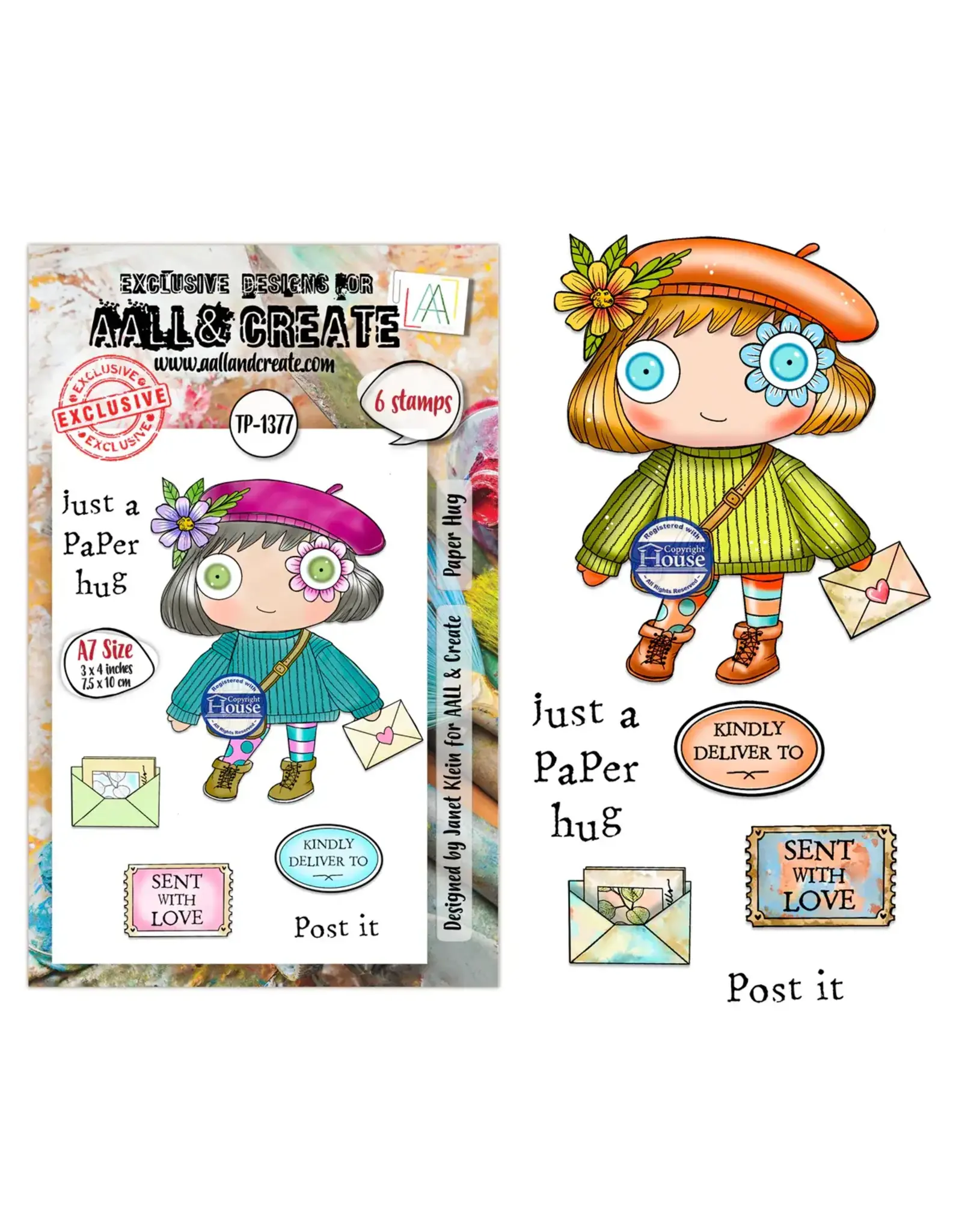 AALL & CREATE AALL & CREATE JANET KLEIN #1377 PAPER HUG A7 CLEAR STAMP SET