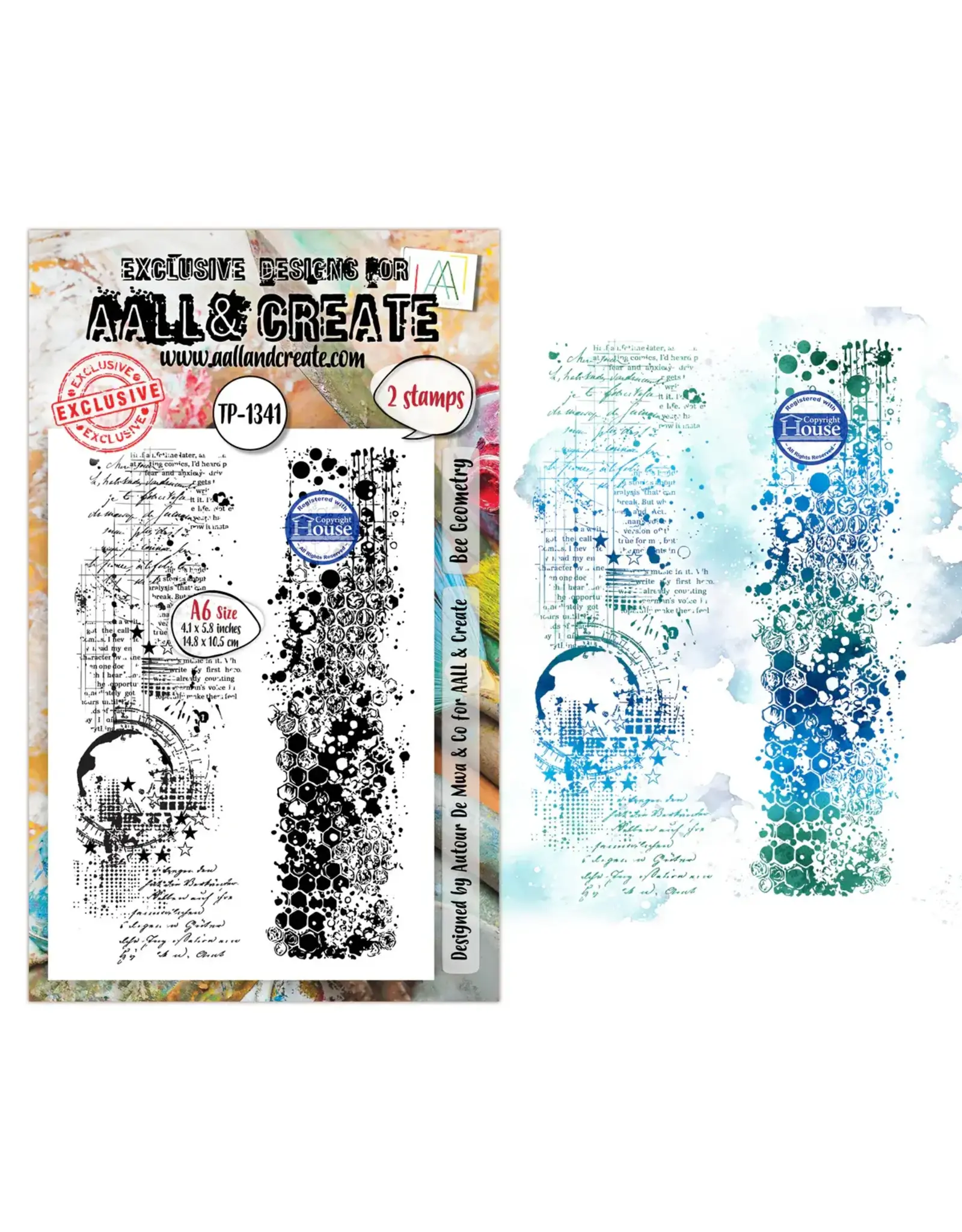 AALL & CREATE AALL & CREATE AUTOUR DE MWA #1341 BEE GEOMETRY A6 CLEAR STAMP SET