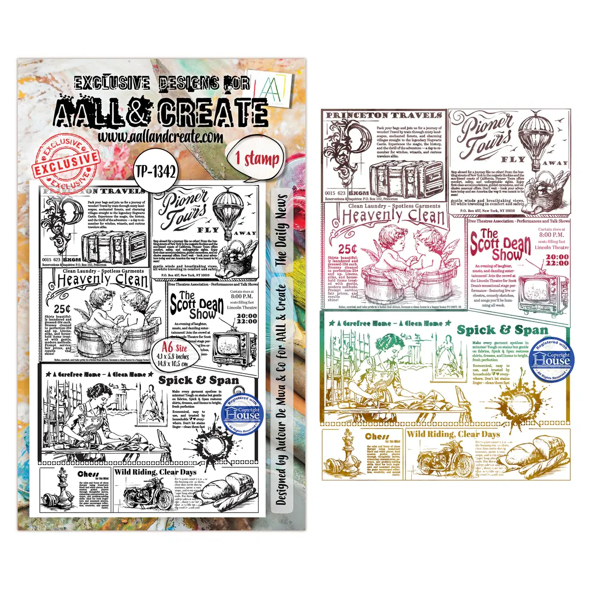 AALL & CREATE AALL & CREATE AUTOUR DE MWA #1342 THE DAILY NEWS A6 CLEAR STAMP SET