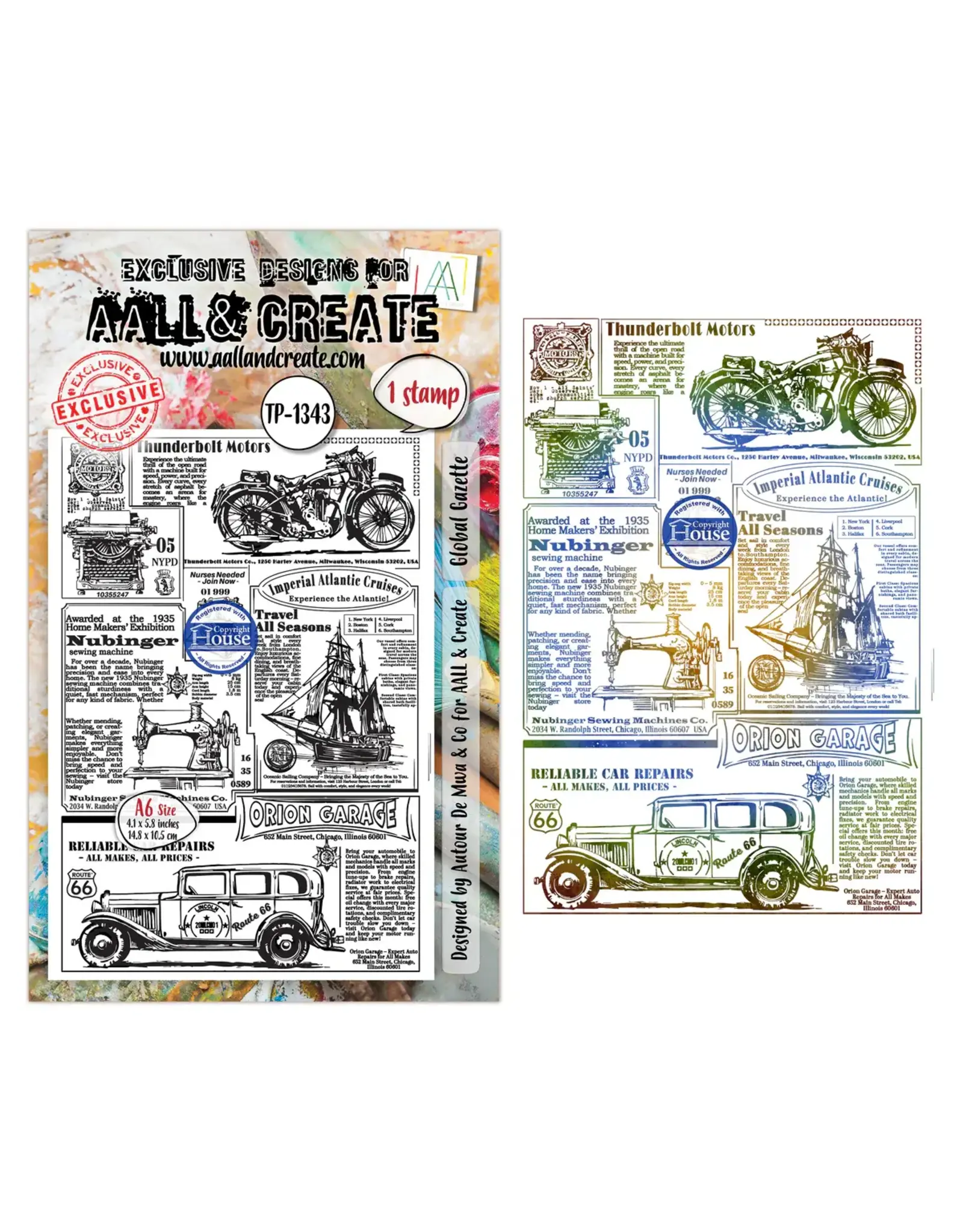 AALL & CREATE AALL & CREATE AUTOUR DE MWA #1343 GLOBAL GAZETTE A6 CLEAR STAMP SET