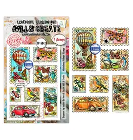 AALL & CREATE AALL & CREATE AUTOUR DE MWA #1443 MINIATURE POSTAGE STAMPS A6 CLEAR STAMP SET