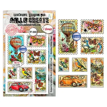 AALL & CREATE AALL & CREATE AUTOUR DE MWA #1443 MINIATURE POSTAGE STAMPS A6 CLEAR STAMP SET