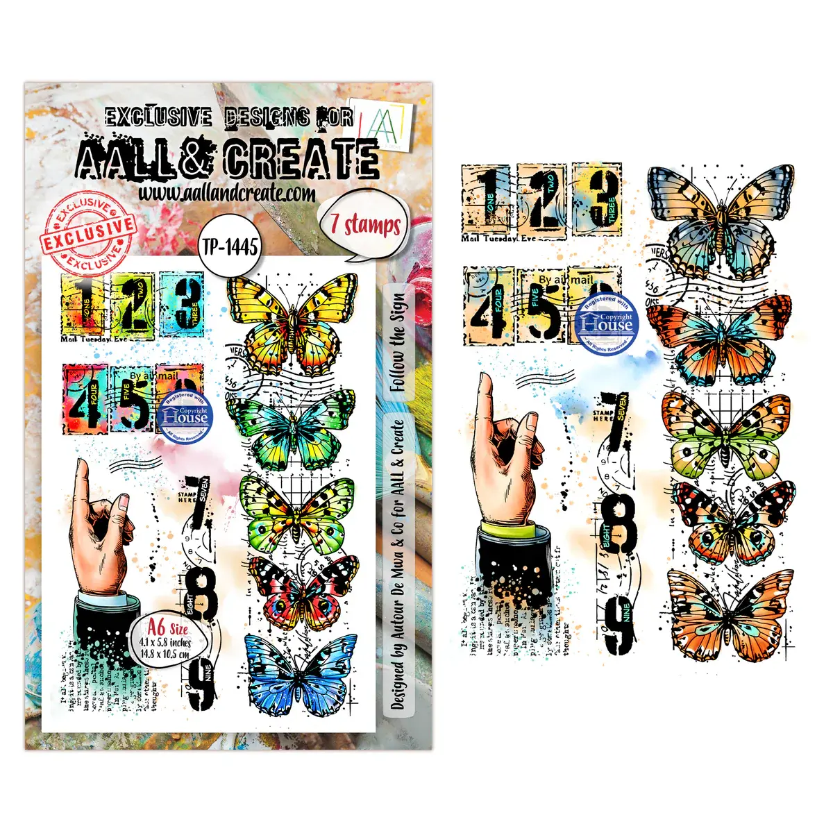 AALL & CREATE AALL & CREATE AUTOUR DE MWA #1445 FOLLOW THE SIGN A6 CLEAR STAMP SET
