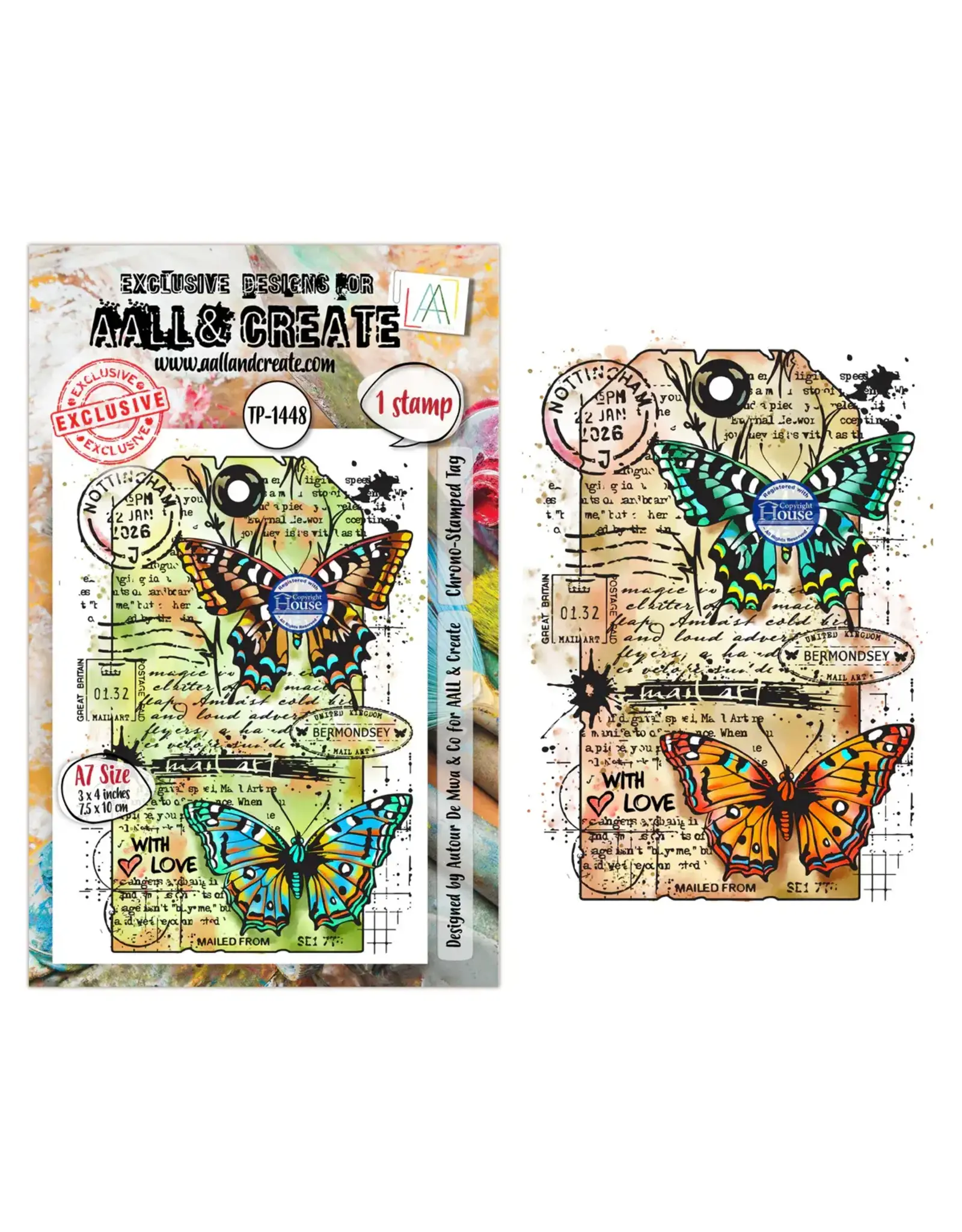 AALL & CREATE AALL & CREATE AUTOUR DE MWA #1448 CHRONO-STAMPED TAG A7 CLEAR STAMP SET