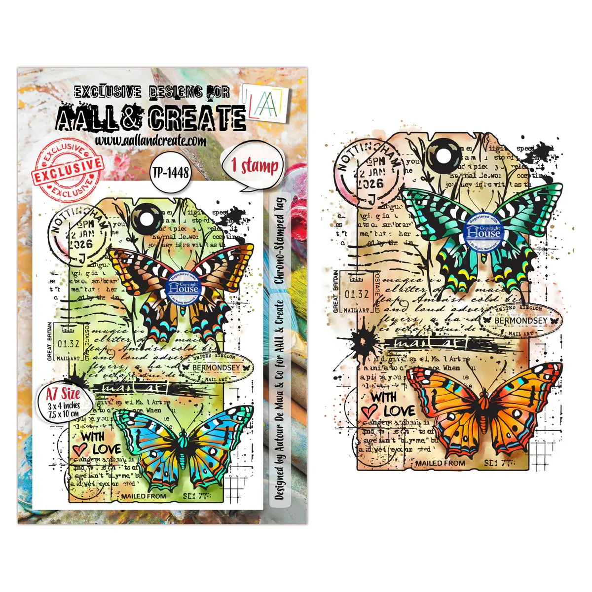 AALL & CREATE AALL & CREATE AUTOUR DE MWA #1448 CHRONO-STAMPED TAG A7 CLEAR STAMP SET