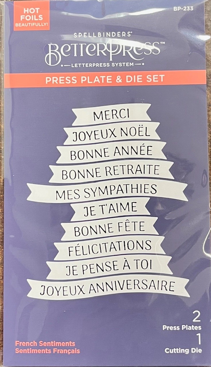 SPELLBINDERS SPELLBINDERS BETTERPRESS FRENCH SENTIMENTS PRESS PLATES & DIE SET