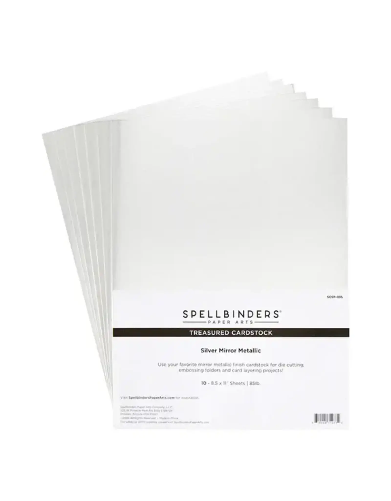 SPELLBINDERS SPELLBINDERS MIRROR METALLIC TREASURED SILVER CARDSTOCK 8.5x11 10/PK