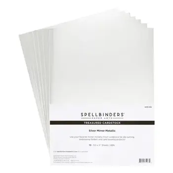 SPELLBINDERS SPELLBINDERS MIRROR METALLIC TREASURED SILVER CARDSTOCK 8.5x11 10/PK