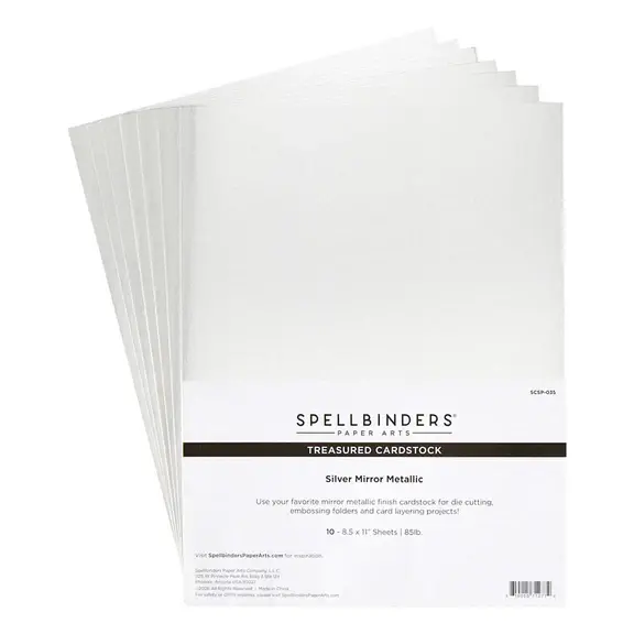 SPELLBINDERS SPELLBINDERS MIRROR METALLIC TREASURED SILVER CARDSTOCK 8.5x11 10/PK