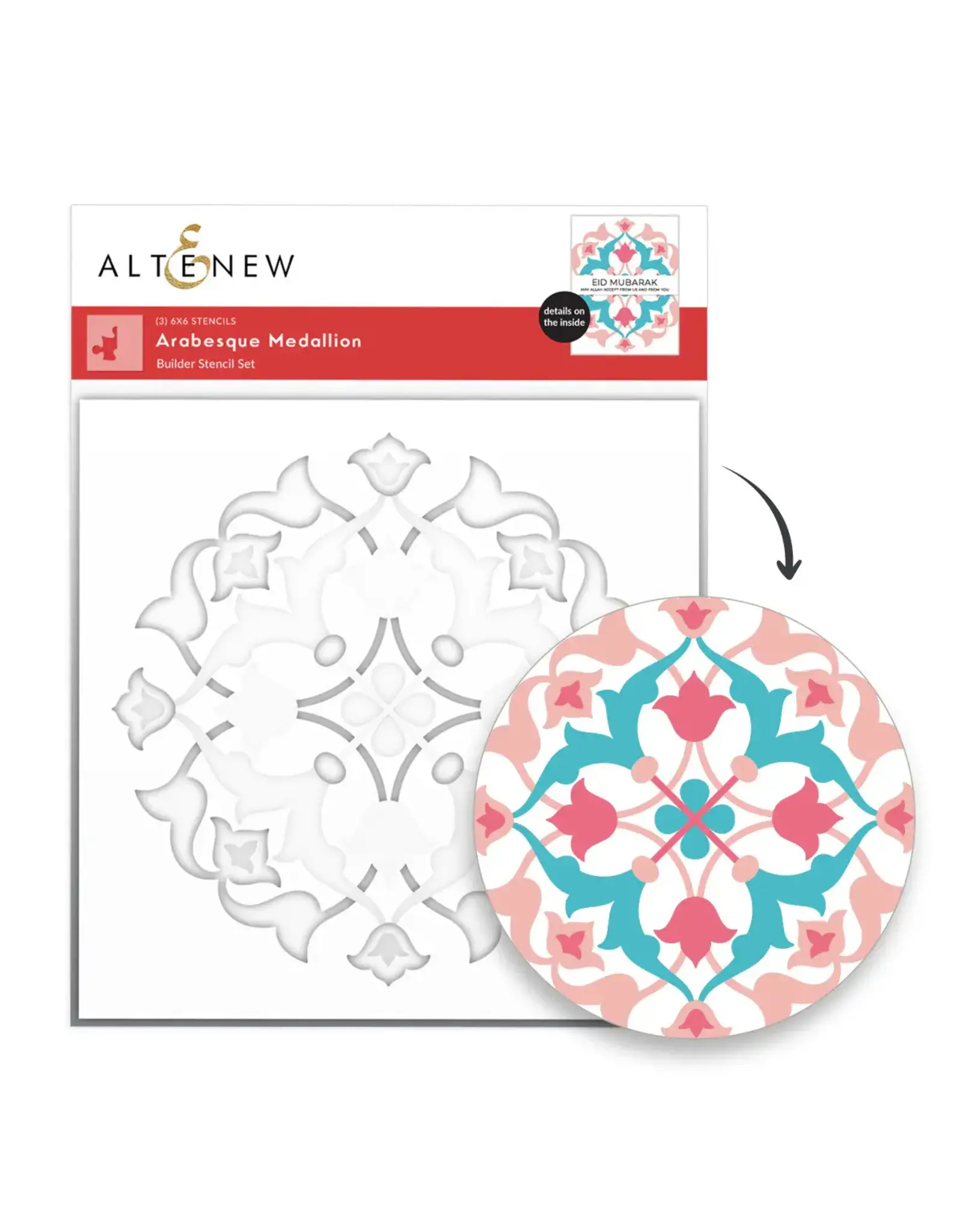 ALTENEW ALTENEW ARABESQUE MEDALLION STENCIL SET 3/PK
