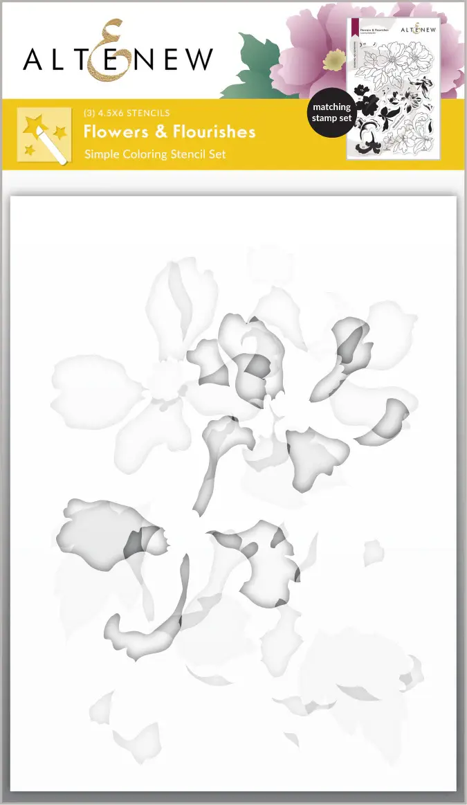 ALTENEW ALTENEW FLOWERS & FLOURISHES COLORING STENCIL SET 3/PK