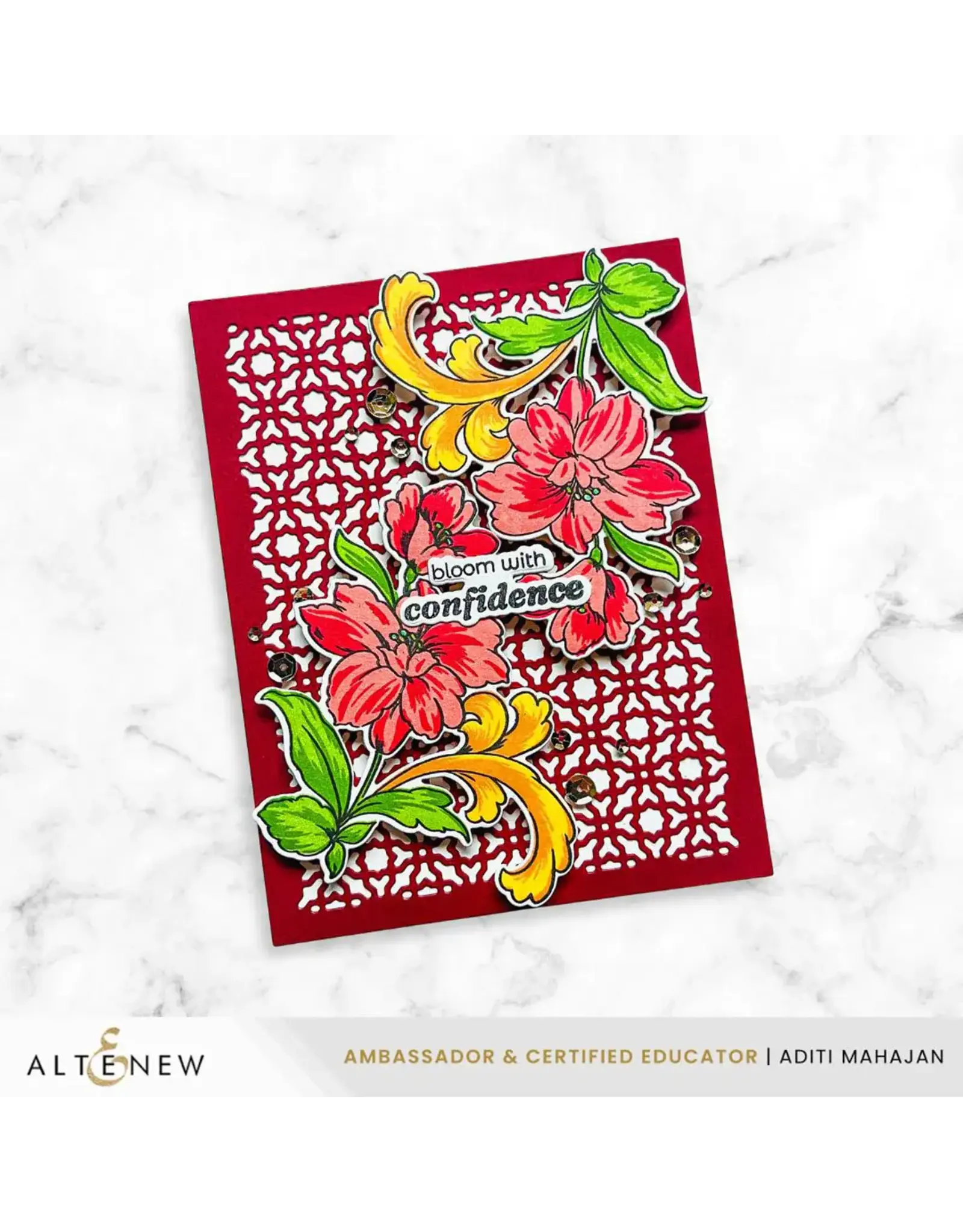 ALTENEW ALTENEW FLOWERS & FLOURISHES COLORING STENCIL SET 3/PK