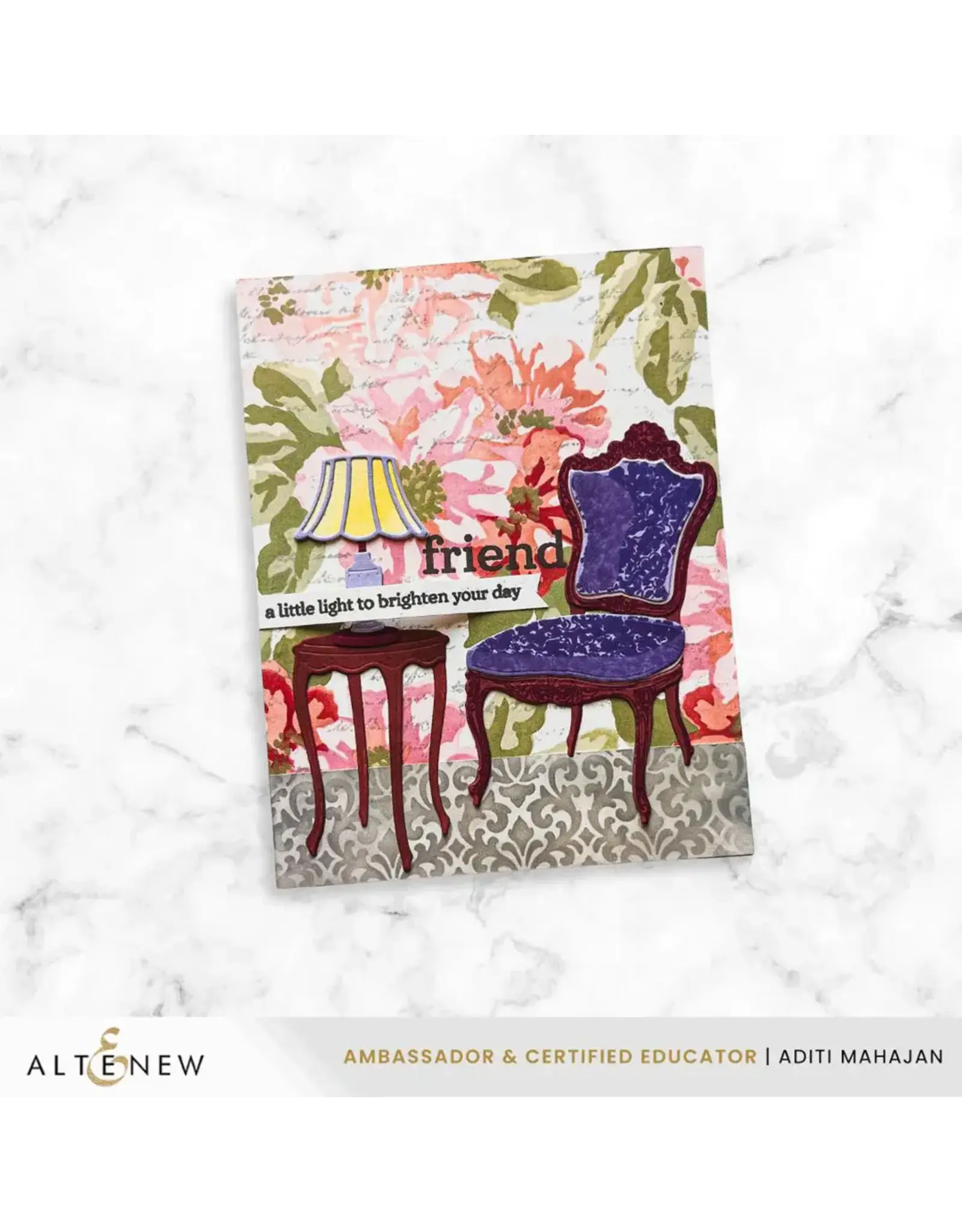 ALTENEW ALTENEW CRAFT YOUR LIFE PROJECT KIT: THE DRAWING ROOM CLEAR STAMP, STENCIL SET, 3D EMBOSSING FOLDER AND DIE SET BUNDLE